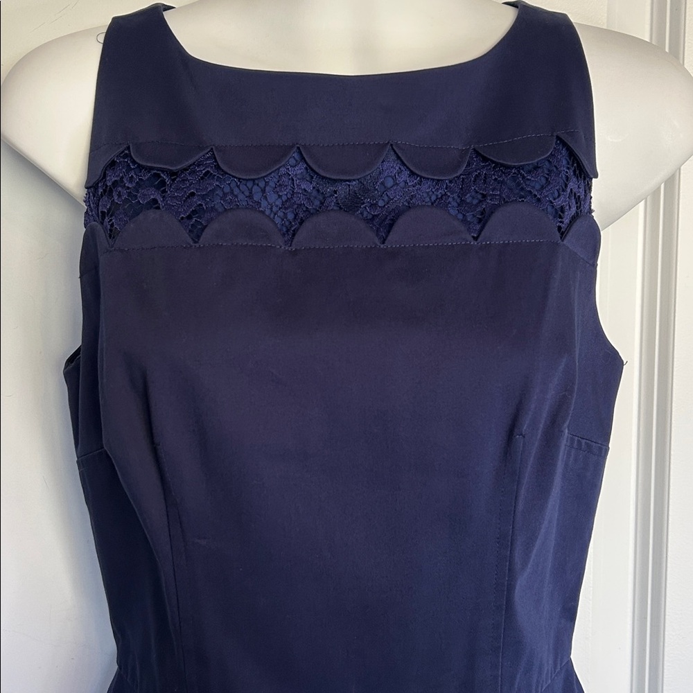 Club Monaco Navy Scalloped Lace Dress, Size 0